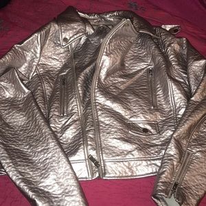 A silver jacket leather